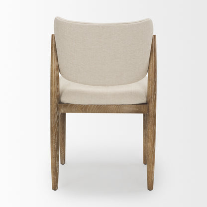 Cline Cream Fabric Upholstered and Light Brown Wood Dining Chair