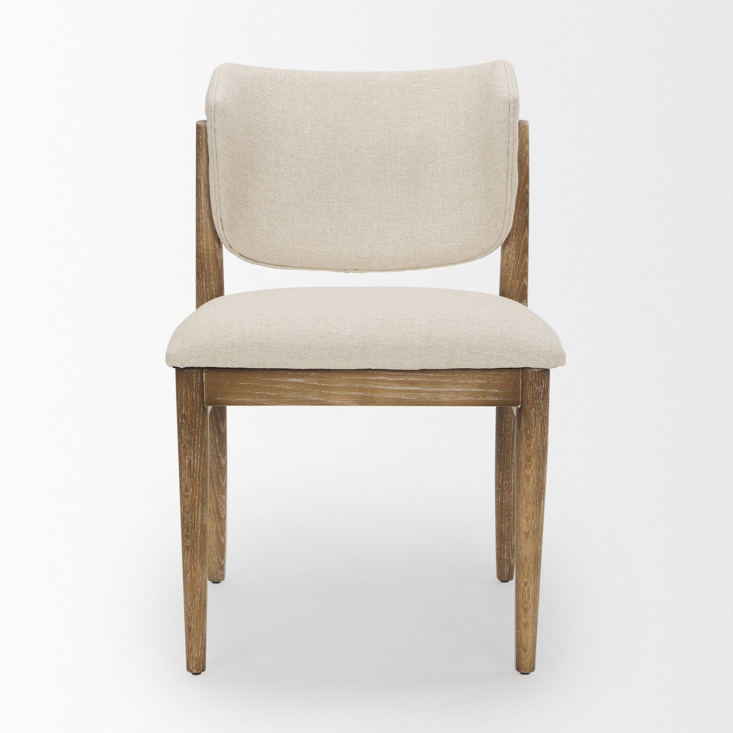 Cline Cream Fabric Upholstered and Light Brown Wood Dining Chair