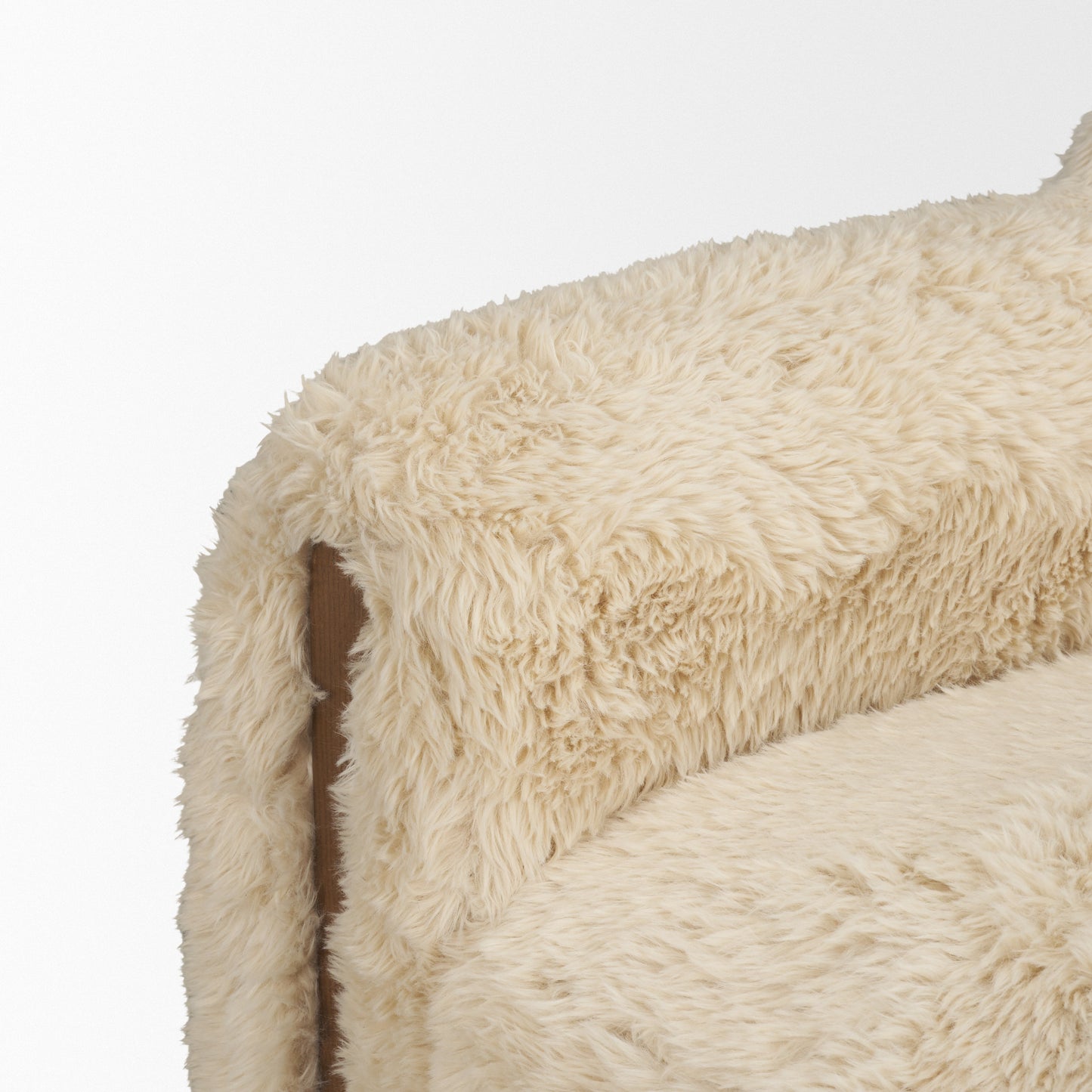 Huntley Cream Faux Fur Fabric Swivel Accent Chair