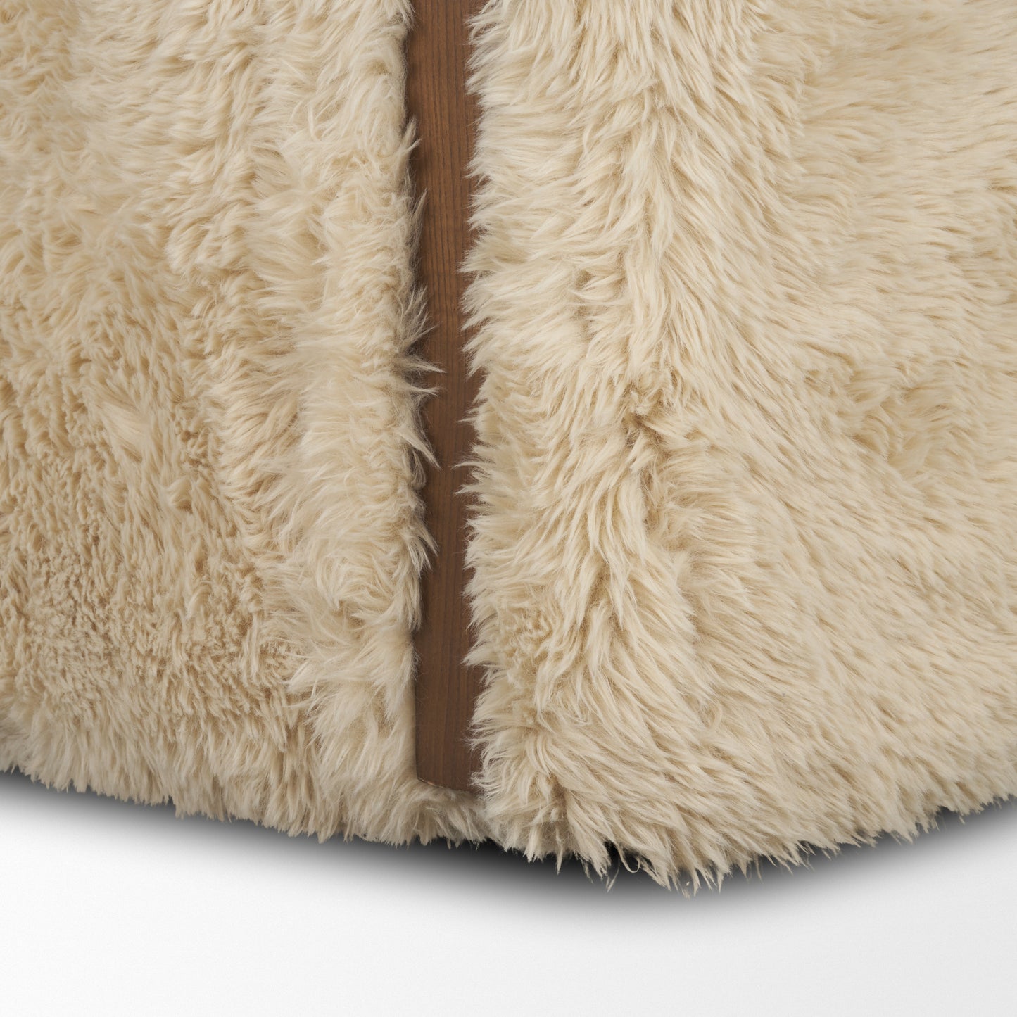 Huntley Cream Faux Fur Fabric Swivel Accent Chair