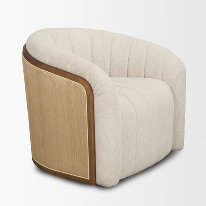 Fonda Cream Fabric w/ Natural Jute Swivel Accent Chair
