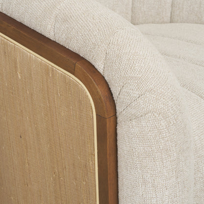 Fonda Cream Fabric w/ Natural Jute Swivel Accent Chair