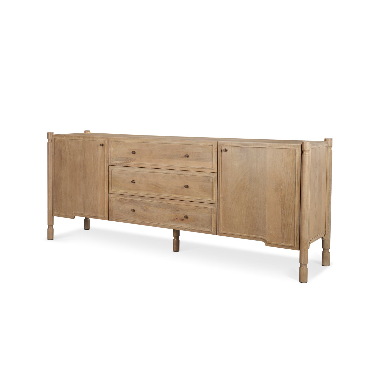 Phil Light Brown Wood 2 Door 3 Drawer Closed Sideboard