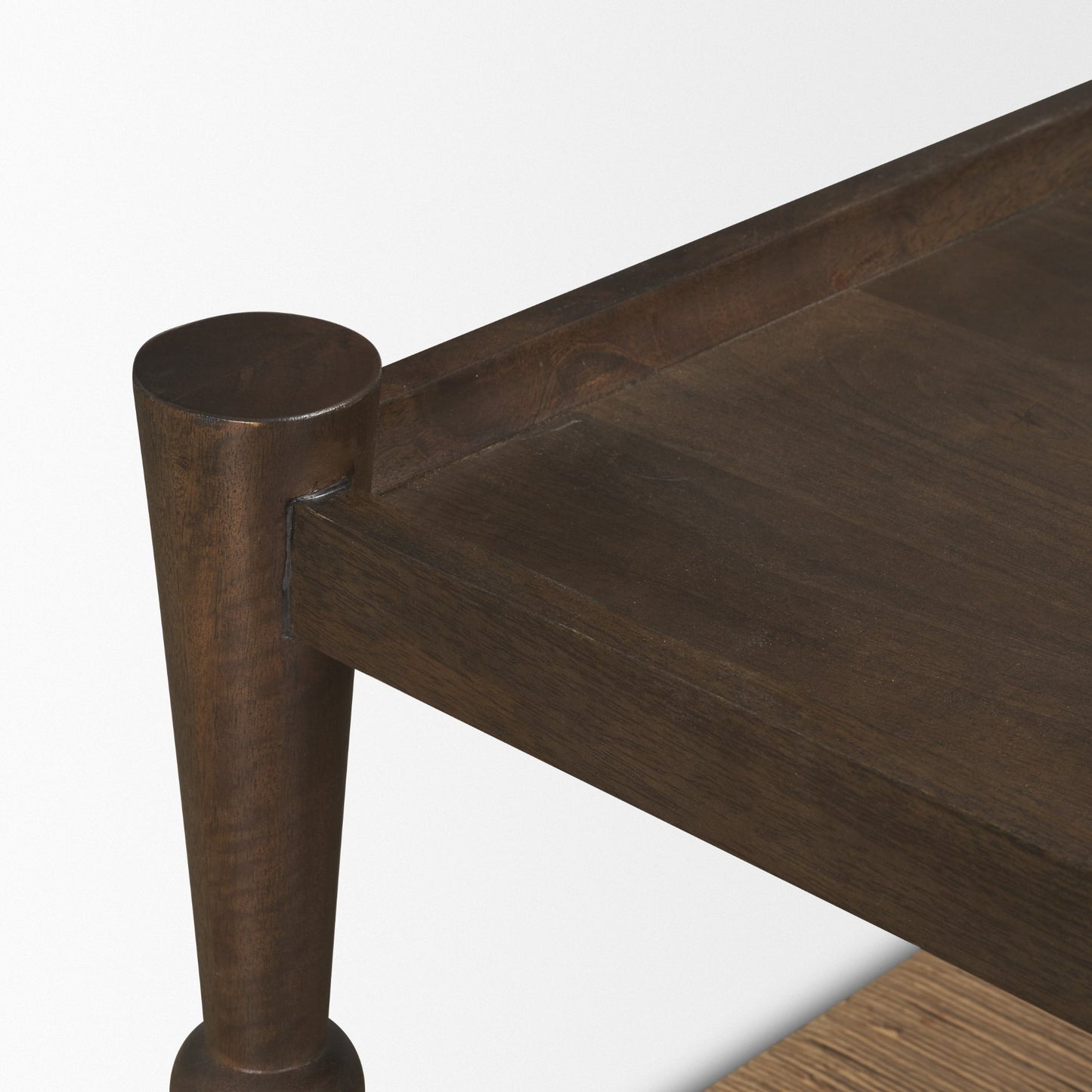 Bondi 42" Dark Brown Wood w/ Paper Rope Shelf Square Coffee Table