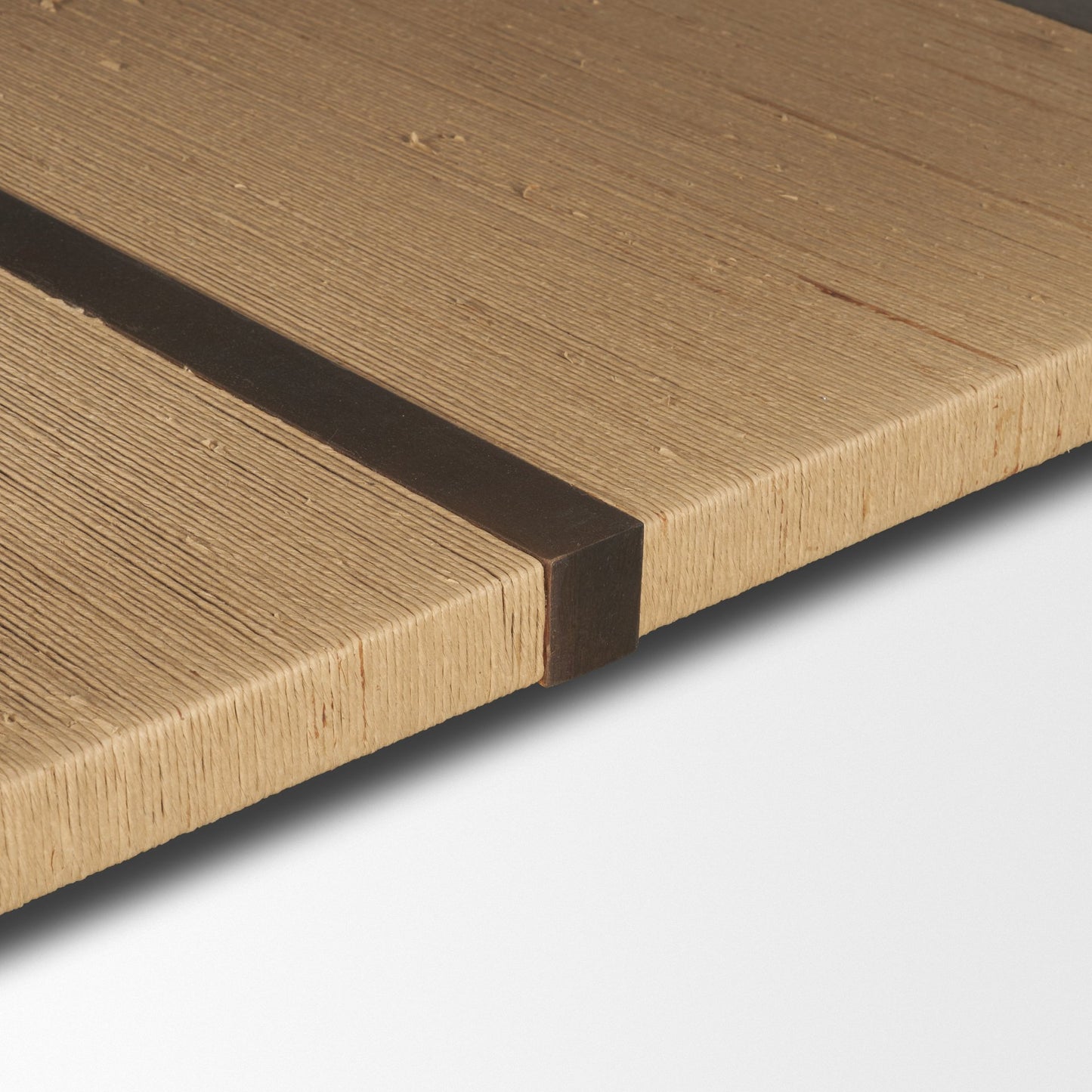 Bondi 42" Dark Brown Wood w/ Paper Rope Shelf Square Coffee Table