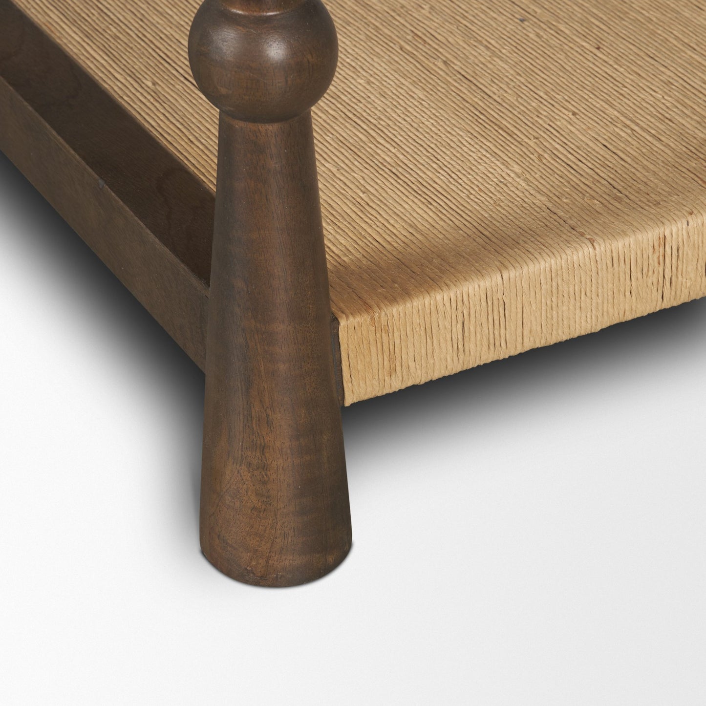 Bondi 42" Dark Brown Wood w/ Paper Rope Shelf Square Coffee Table