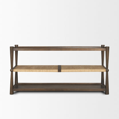 Bondi Dark Brown Wood w/ Paper Rope Shelf Console Table
