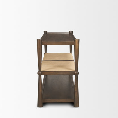 Bondi Dark Brown Wood w/ Paper Rope Shelf Console Table