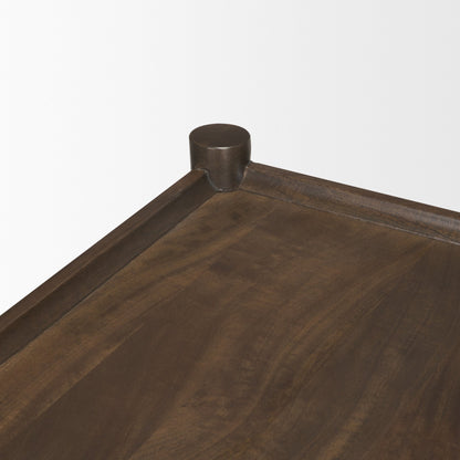 Bondi Dark Brown Wood w/ Paper Rope Shelf Console Table