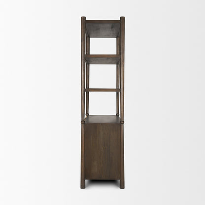 Bondi 2 Door Open Dark Brown Wood w/ Paper Rope Shelving Unit