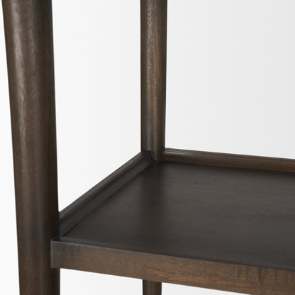 Bondi 2 Door Open Dark Brown Wood w/ Paper Rope Shelving Unit