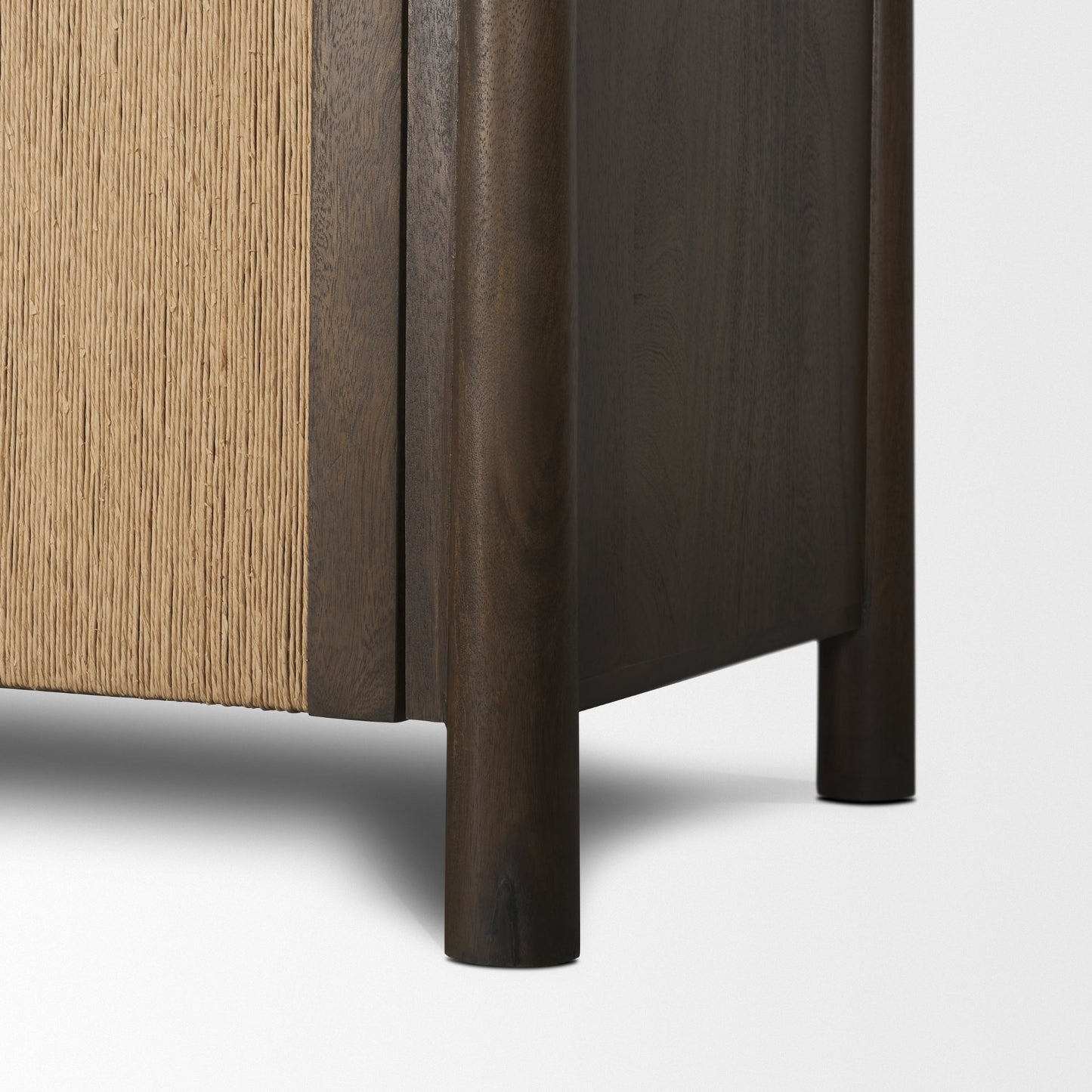 Bondi 2 Door Open Dark Brown Wood w/ Paper Rope Shelving Unit