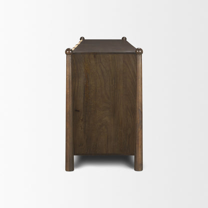 Bondi 85" Dark Brown Wood w/ Paper Rope 4 Door Closed Sideboard