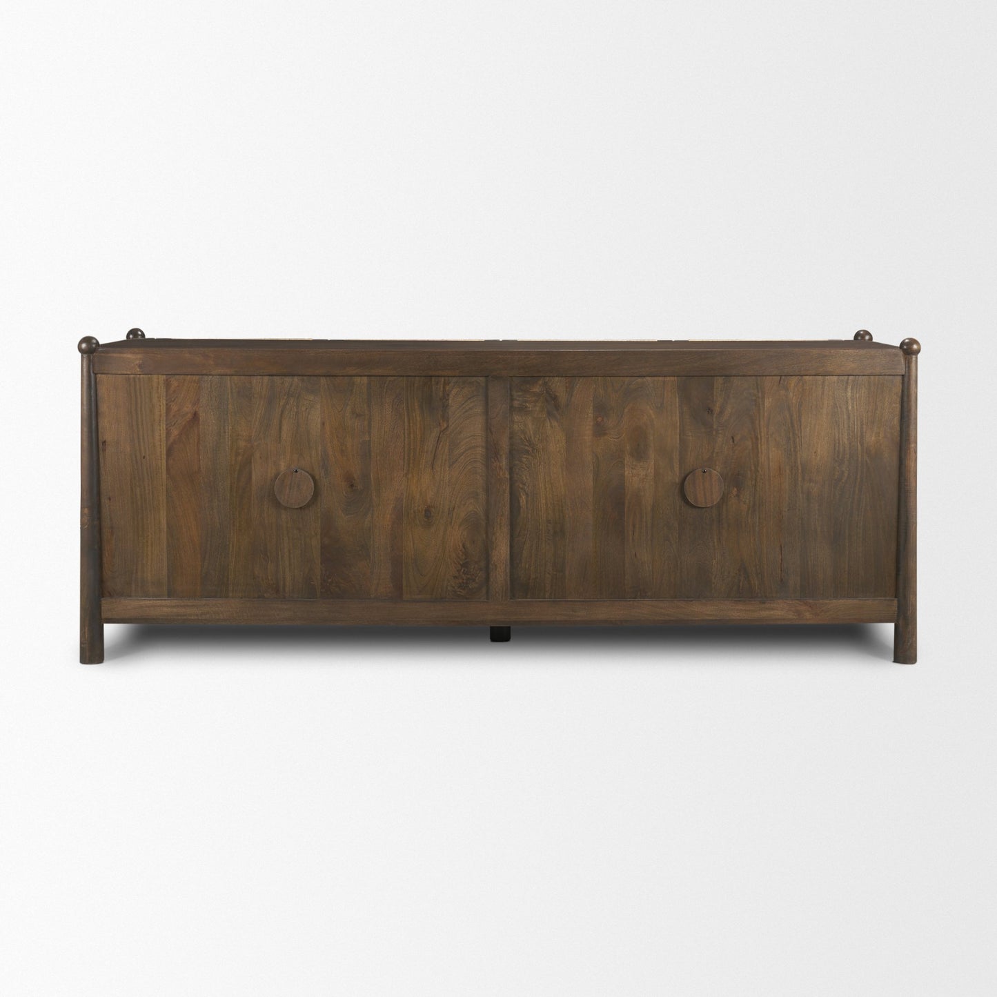 Bondi 85" Dark Brown Wood w/ Paper Rope 4 Door Closed Sideboard