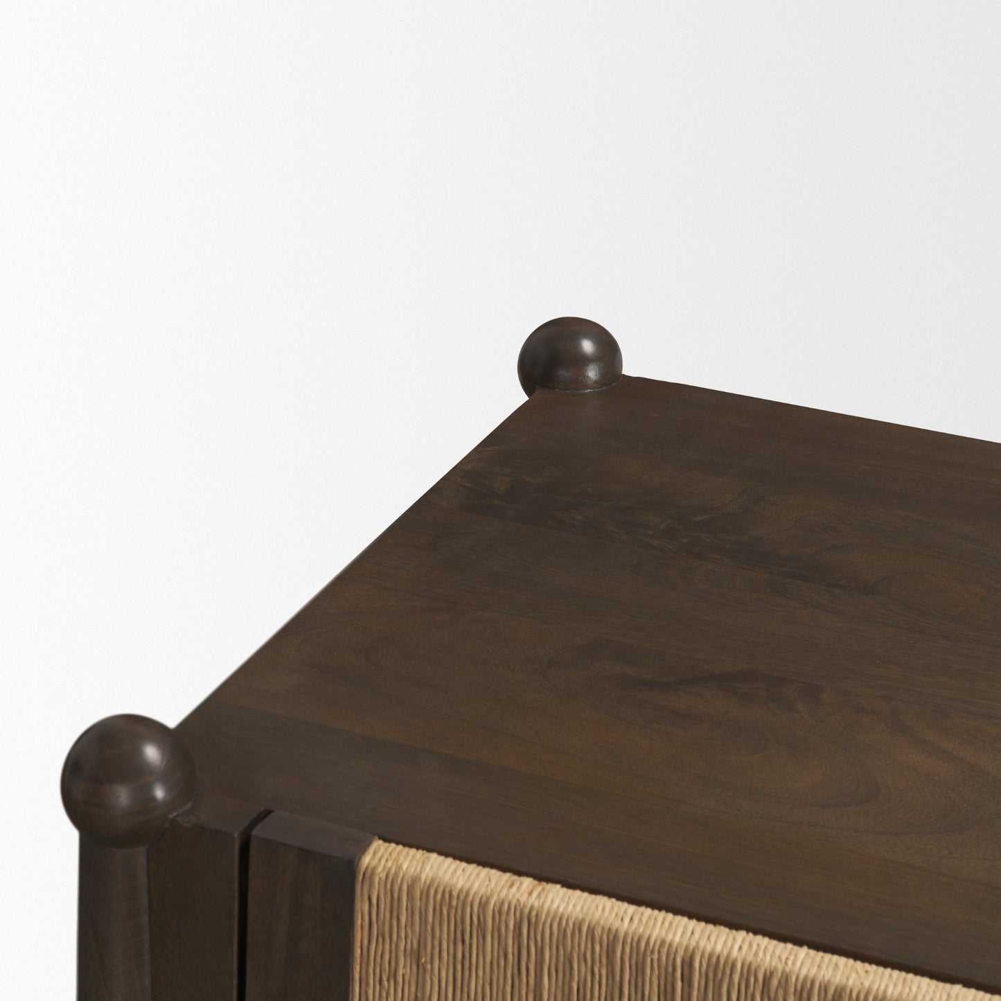 Bondi 85" Dark Brown Wood w/ Paper Rope 4 Door Closed Sideboard