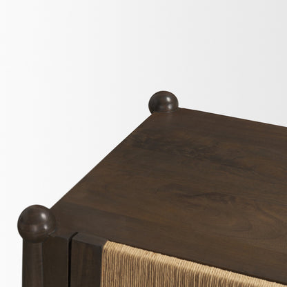 Bondi 85" Dark Brown Wood w/ Paper Rope 4 Door Closed Sideboard