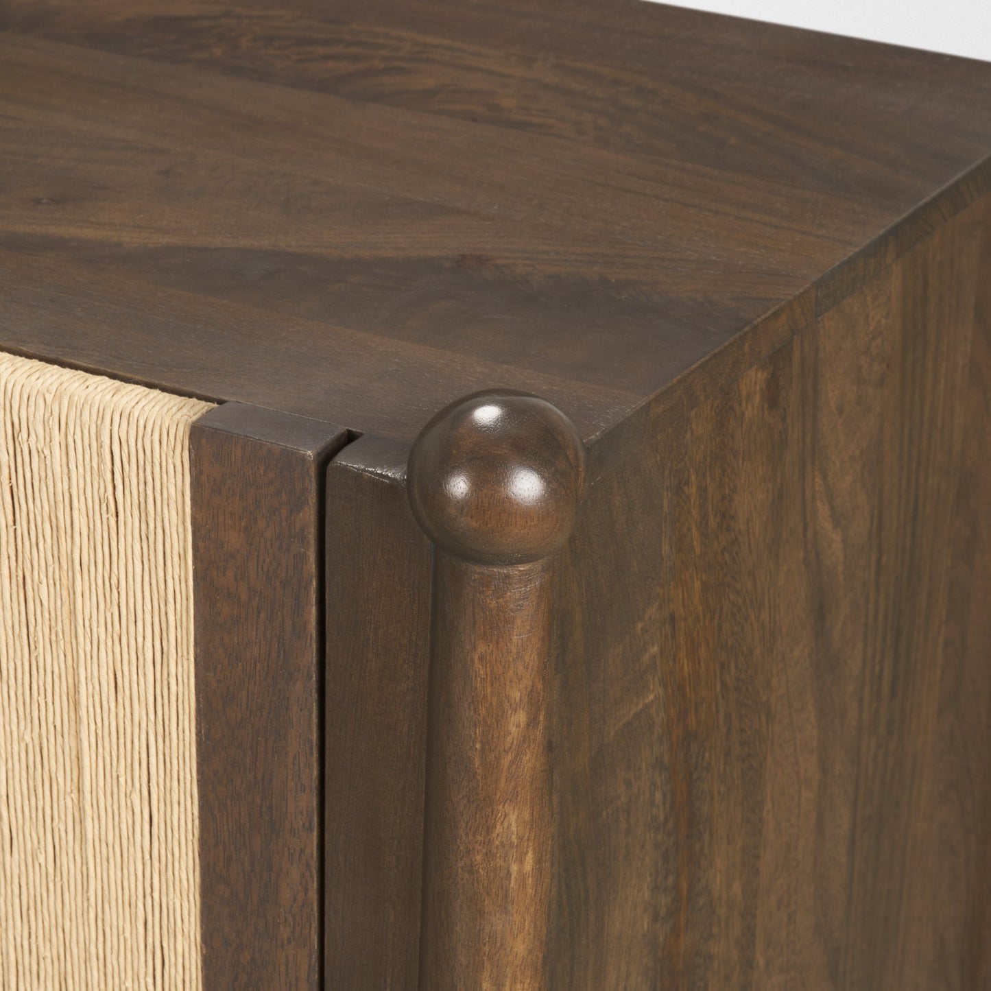 Bondi 85" Dark Brown Wood w/ Paper Rope 4 Door Closed Sideboard