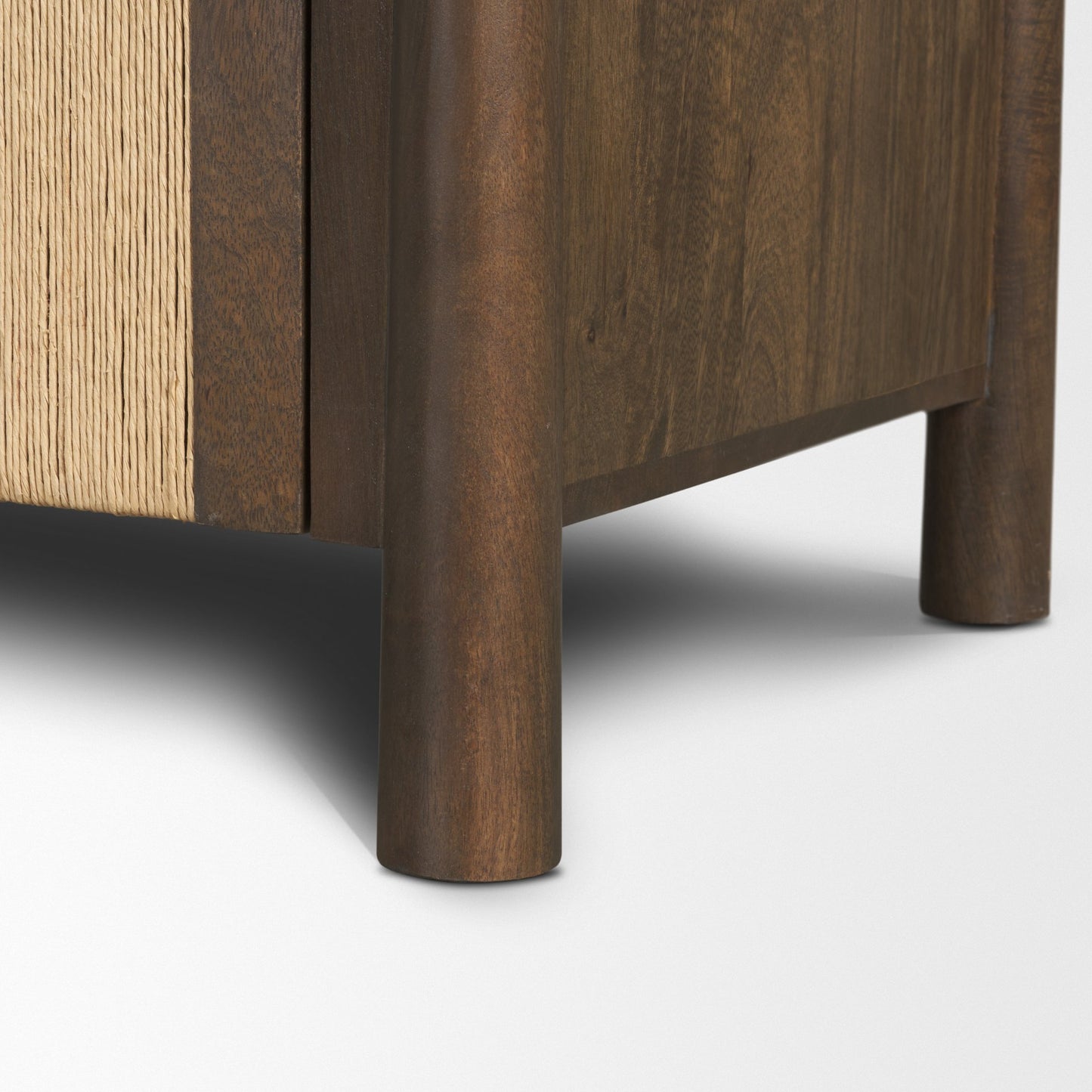 Bondi 85" Dark Brown Wood w/ Paper Rope 4 Door Closed Sideboard