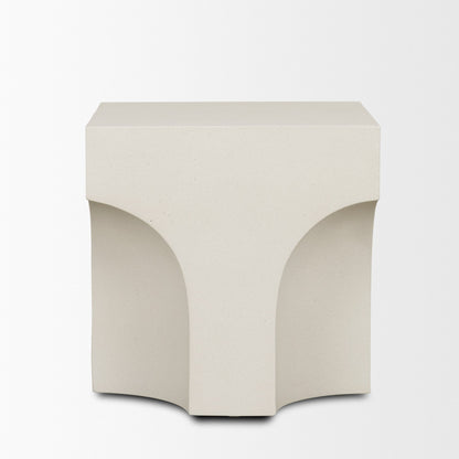 Bunda Square Sculptural Stone Finish Accent Table