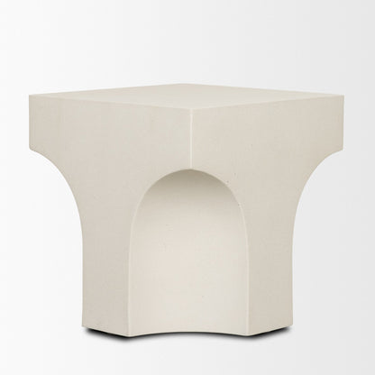 Bunda Square Sculptural Stone Finish Accent Table