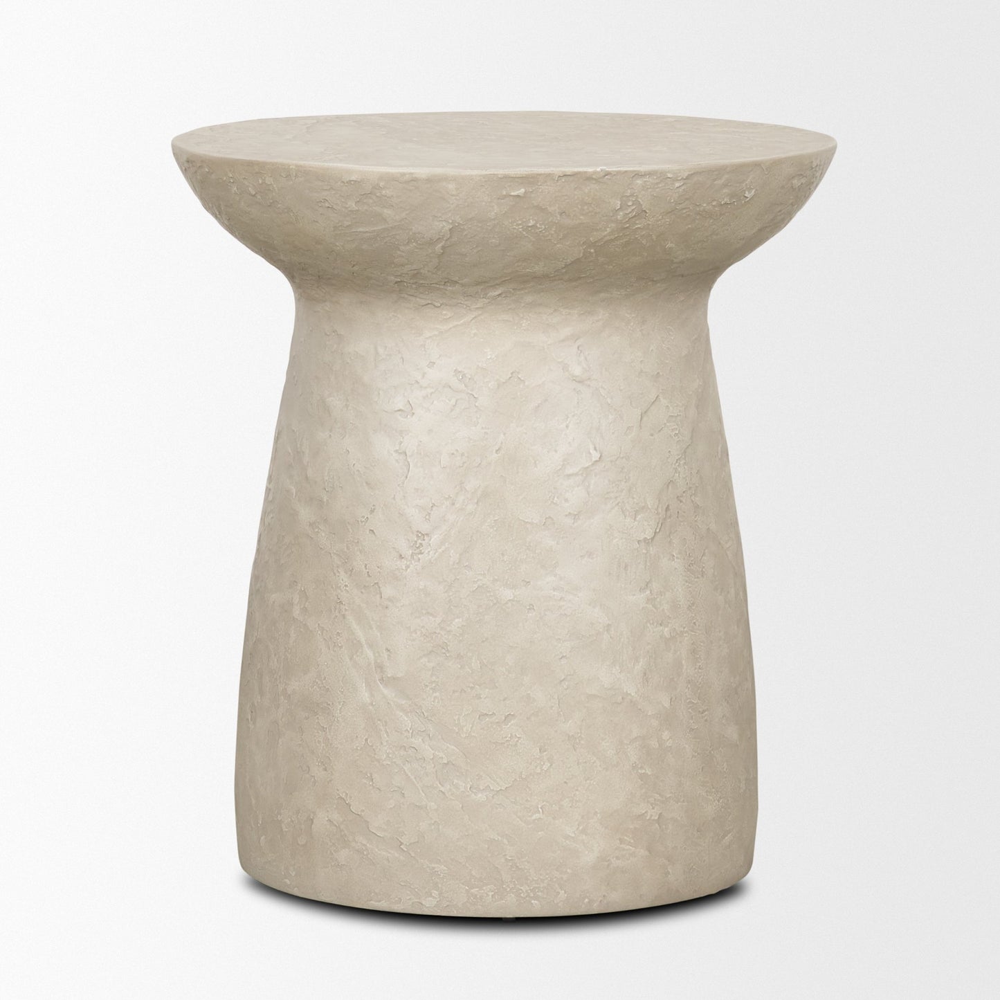 Mesa Round Stone Finish Pillar Accent Table