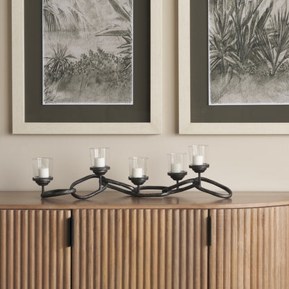 Quito Black Metal Chain-Link Five Candle Table Candle Holder