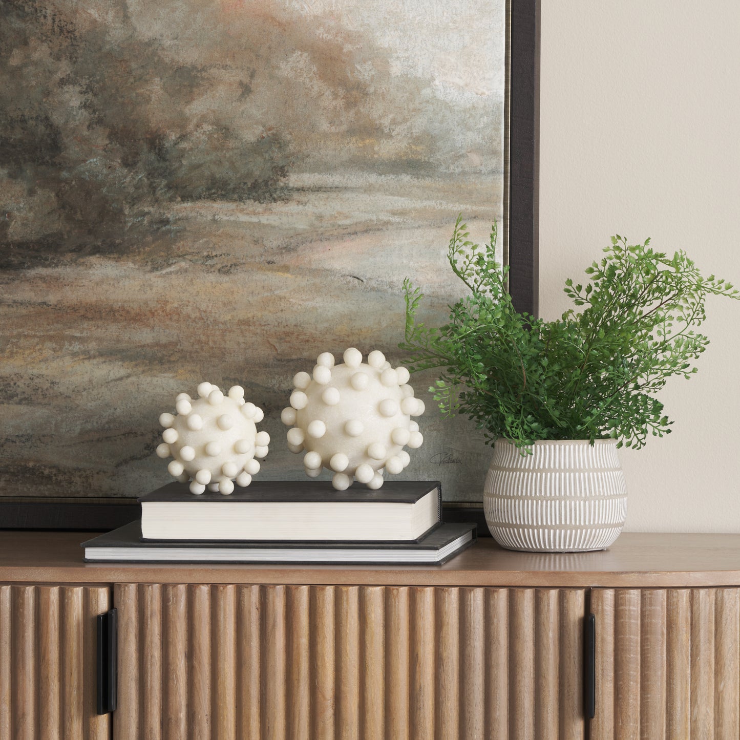 Malo 4.7L x 4.7W x 4.7H Cream Resin Small Sphere Decorative Object