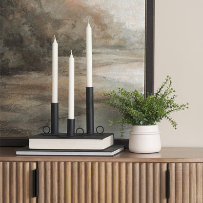 Noir Matte Black Metal Candle Holders (Set of 3)