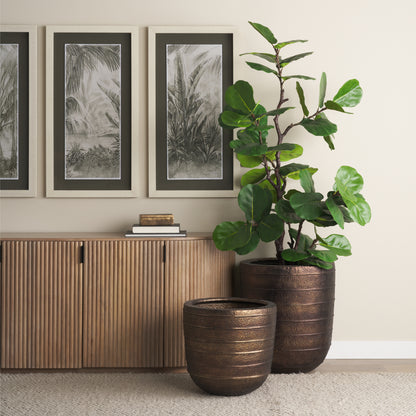 Aivana Large Antiqued Gold Metal Floor Vase