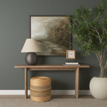 Maya 17.7L x 17.7W x 17.7H Light Brown W/Medium Brown Stripes Seagrass Round Pouf