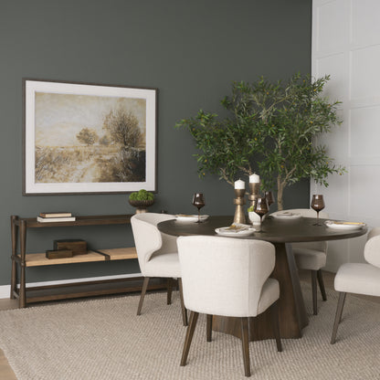 Bondi Dark Brown Wood w/ Paper Rope Shelf Console Table