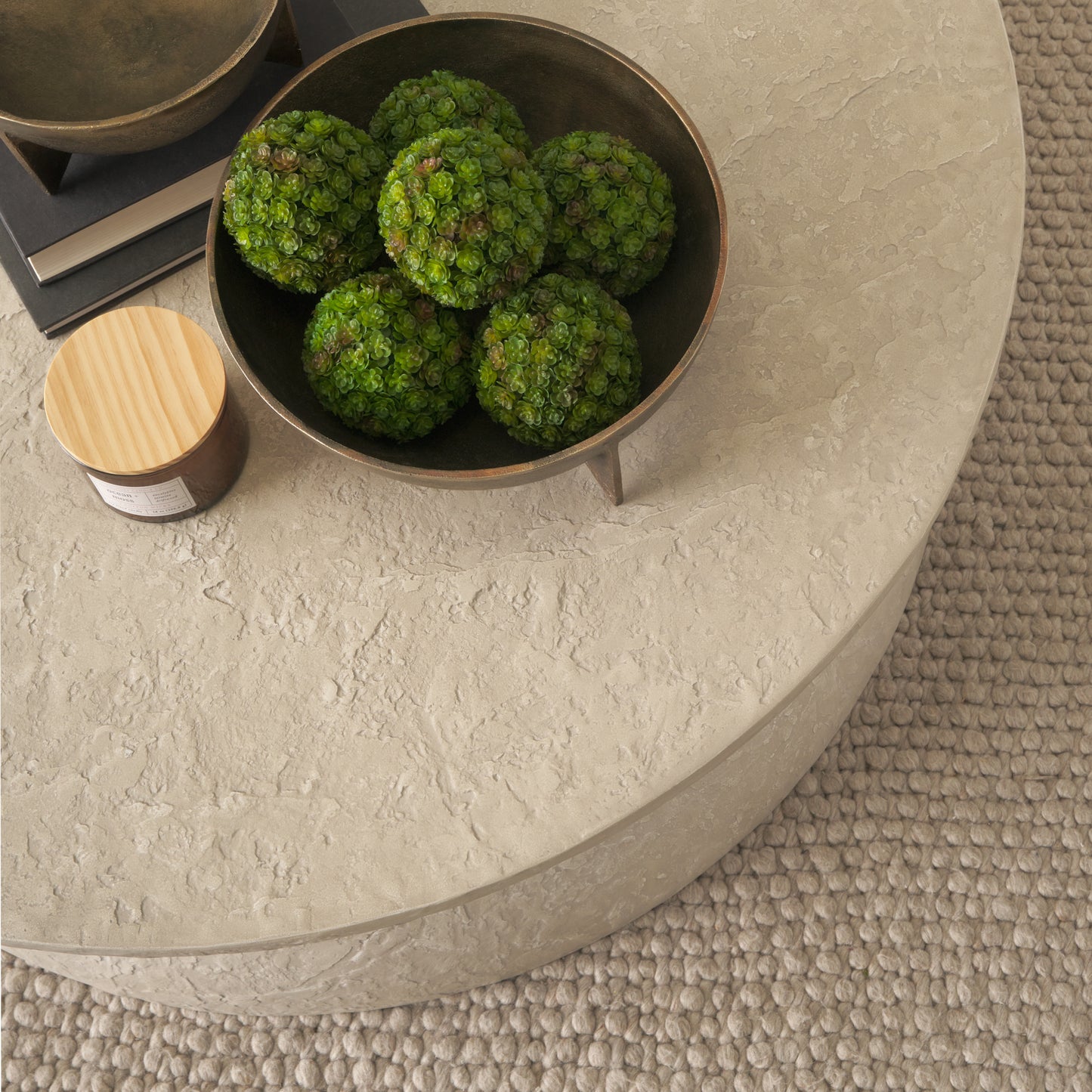 Mesa 48" Round Stone Finish Coffee Table