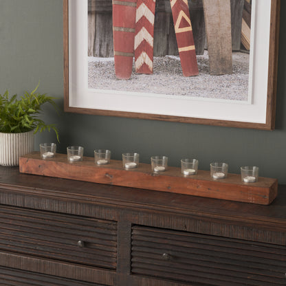 Lakara Reclaimed Wood Eight Tealight Table Candle Holder