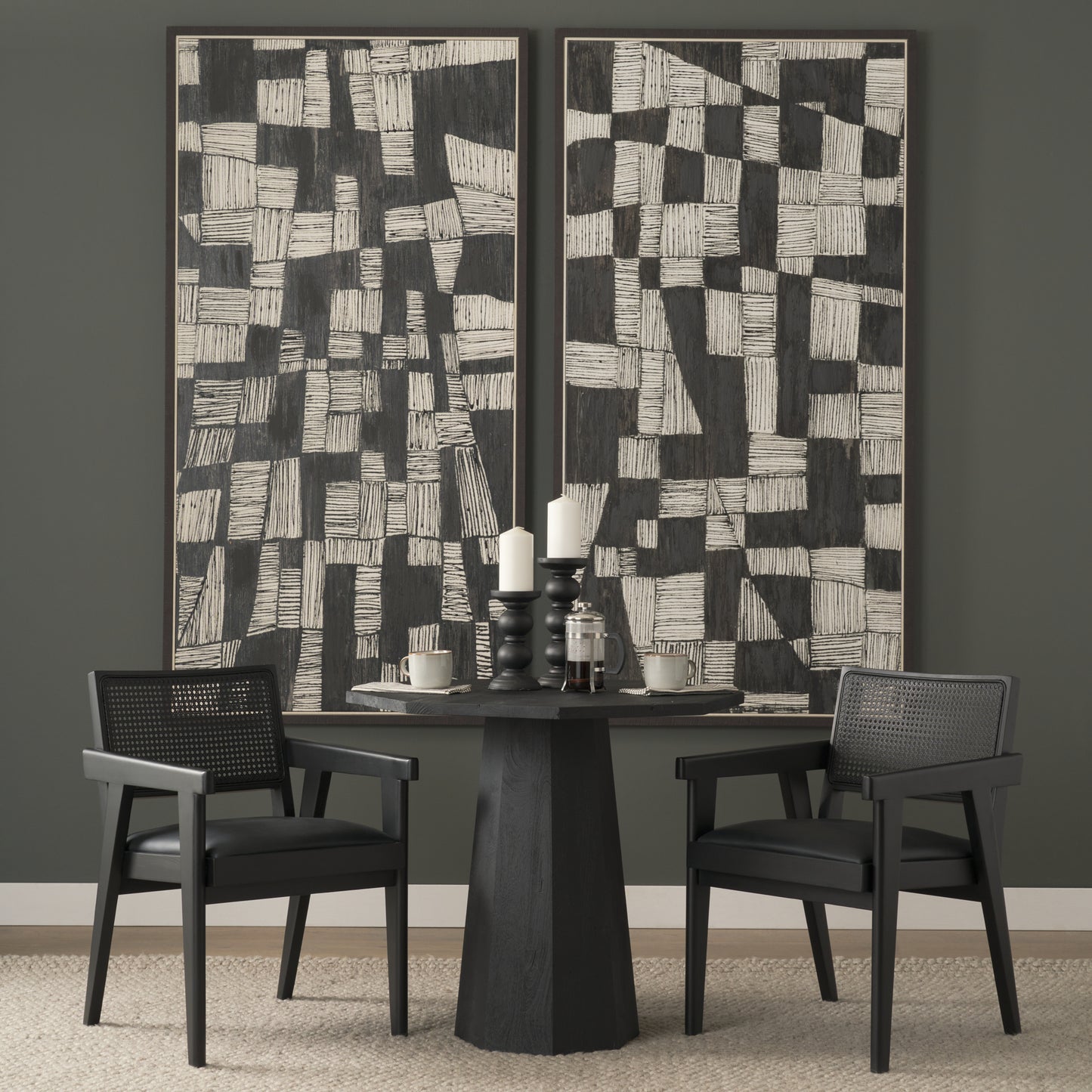 Maxine Hexagonal Black Wood Foyer Table