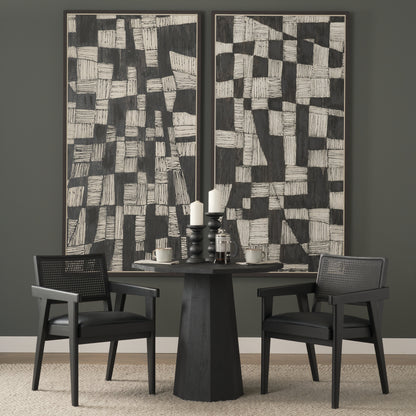 Maxine Hexagonal Black Wood Foyer Table