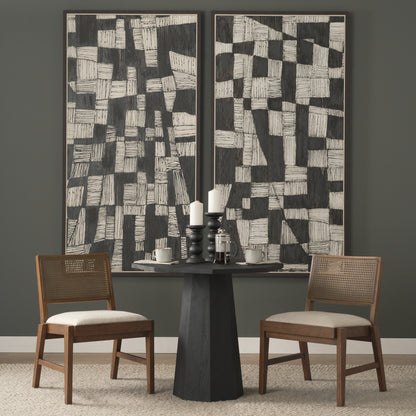 Reid Framed Brown Cane Cream Fabric Dining Chair