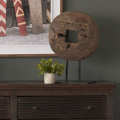 Incana 20L x 4W Natural Brown Reclaimed Wood Wheel Object