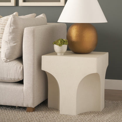 Bunda Square Sculptural Stone Finish Accent Table