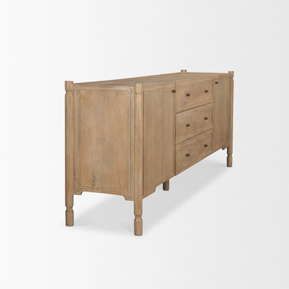 Phil Light Brown Wood 2 Door 3 Drawer Closed Sideboard