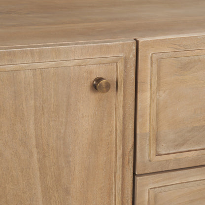 Phil Light Brown Wood 2 Door 3 Drawer Closed Sideboard