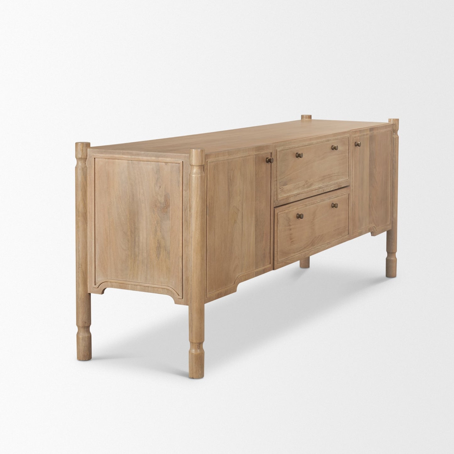 Phil Light Brown Wood 2 Door 1 Drawer w/ Pull Down Media Console