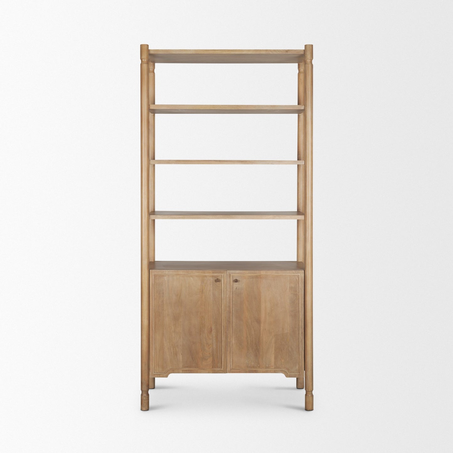 Phil Light Brown Wood 2 Door 3 Shelves Open Shelving Unit