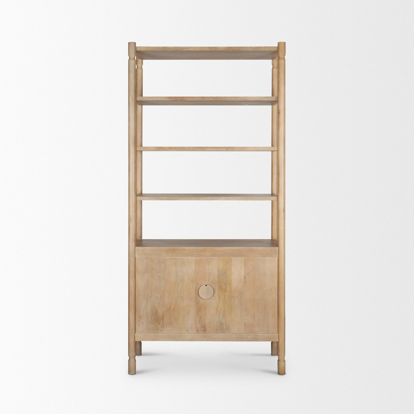 Phil Light Brown Wood 2 Door 3 Shelves Open Shelving Unit