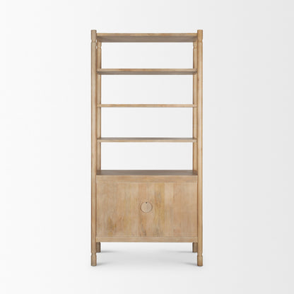 Phil Light Brown Wood 2 Door 3 Shelves Open Shelving Unit