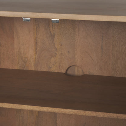 Phil Light Brown Wood 2 Door 3 Shelves Open Shelving Unit