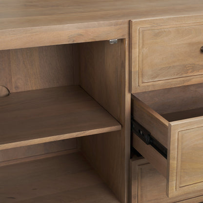 Phil Light Brown Wood 2 Door 3 Drawer Closed Sideboard