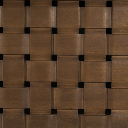 Trellyn 94" Dark Brown Solid Wood Carved Woven Base Rectangular Dining Table