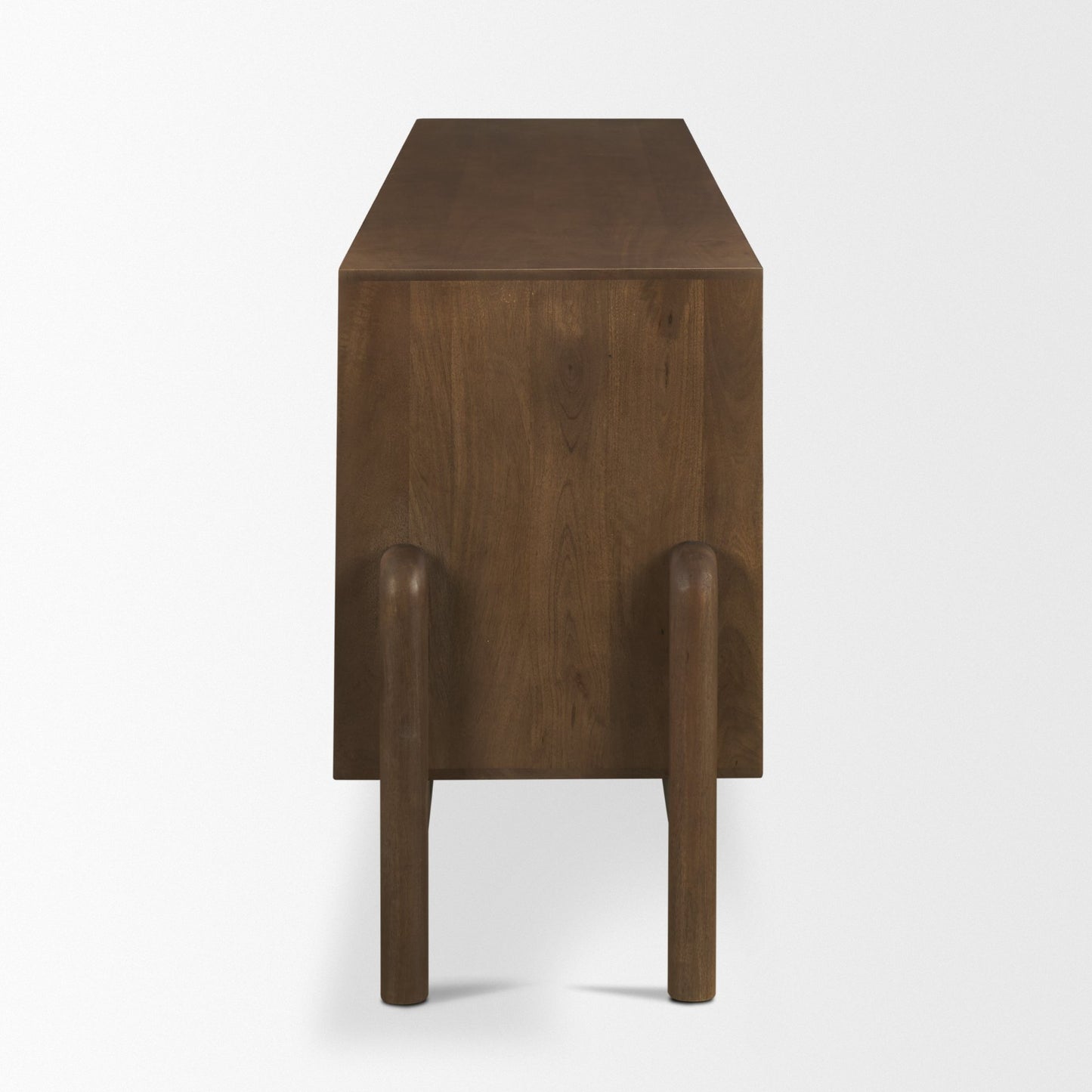 Aria Dark Brown Solid Wood 4-Door w/ Carved Woven Doors Closed Sideboard