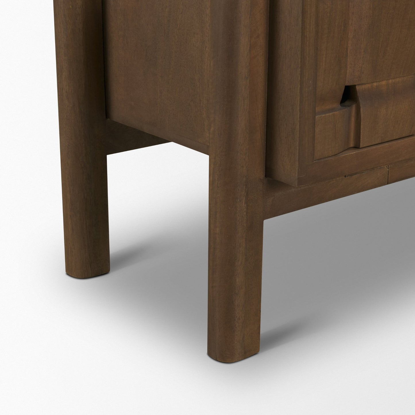 Aria Dark Brown Solid Wood 4-Door w/ Carved Woven Doors Closed Sideboard