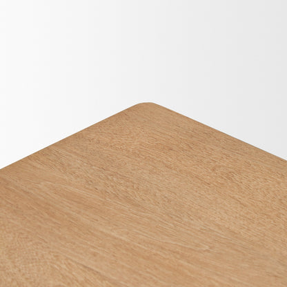 Trellyn Light Brown Wood w/ Carved Woven Base Square Accent Table